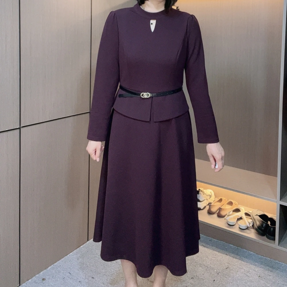 炫女人女装时尚气质显瘦收腰修身优雅中长款秋季轻奢连衣裙368