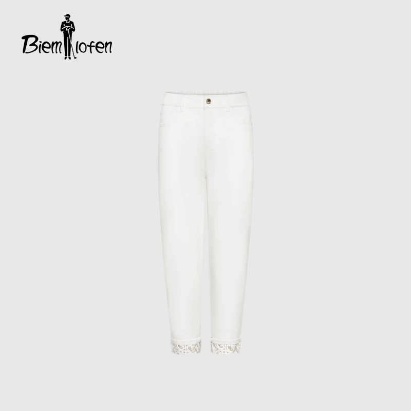 【牛仔棉】比音勒芬2025春夏欧若风女士白色百搭亲肤舒适白色牛仔裤