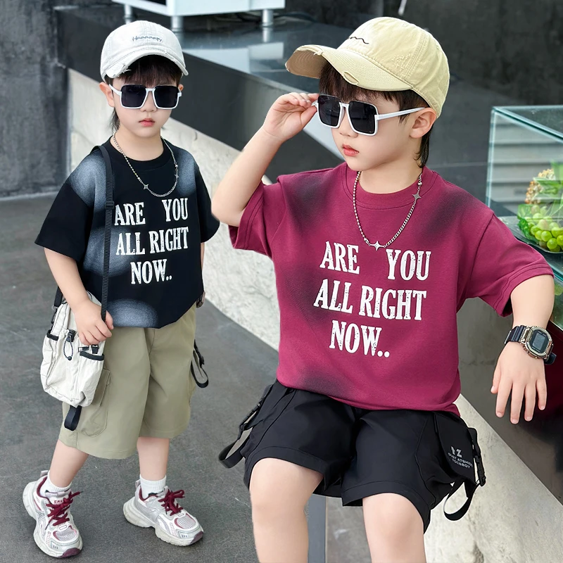 2025新款男童夏装短袖套装洋气儿童衣服时髦中大童夏季薄款童装潮