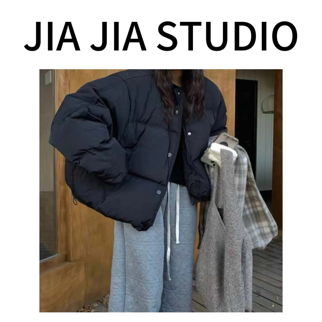 嘉嘉推荐#3120-1【秋冬加棉加厚款】圆领短款棉服