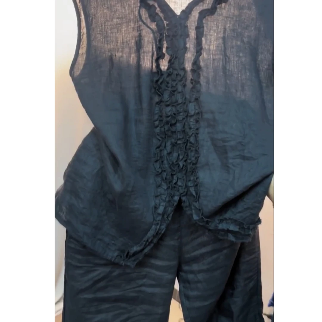 2025夏季新款显瘦大码休闲百搭时尚亚麻短袖套装