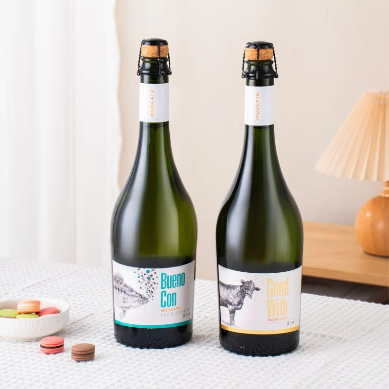 智利干型气泡酒传统二次发酵工艺天然半干型莫斯卡托起泡白葡萄酒