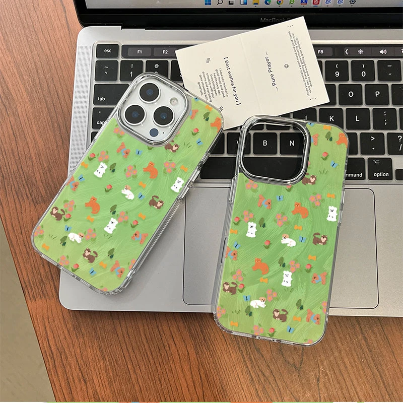 春天清新手机壳适用于苹果16promax个性精孔羽纱壳创意网红流行