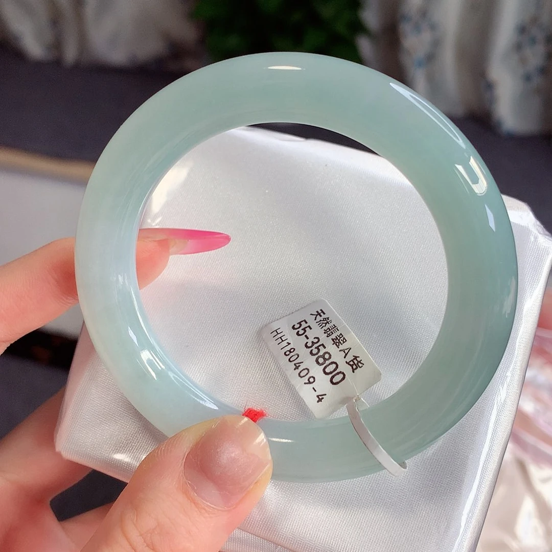 未镶嵌手镯翡翠天然A货翡翠55-56清澈明亮 冰胶质地 7号