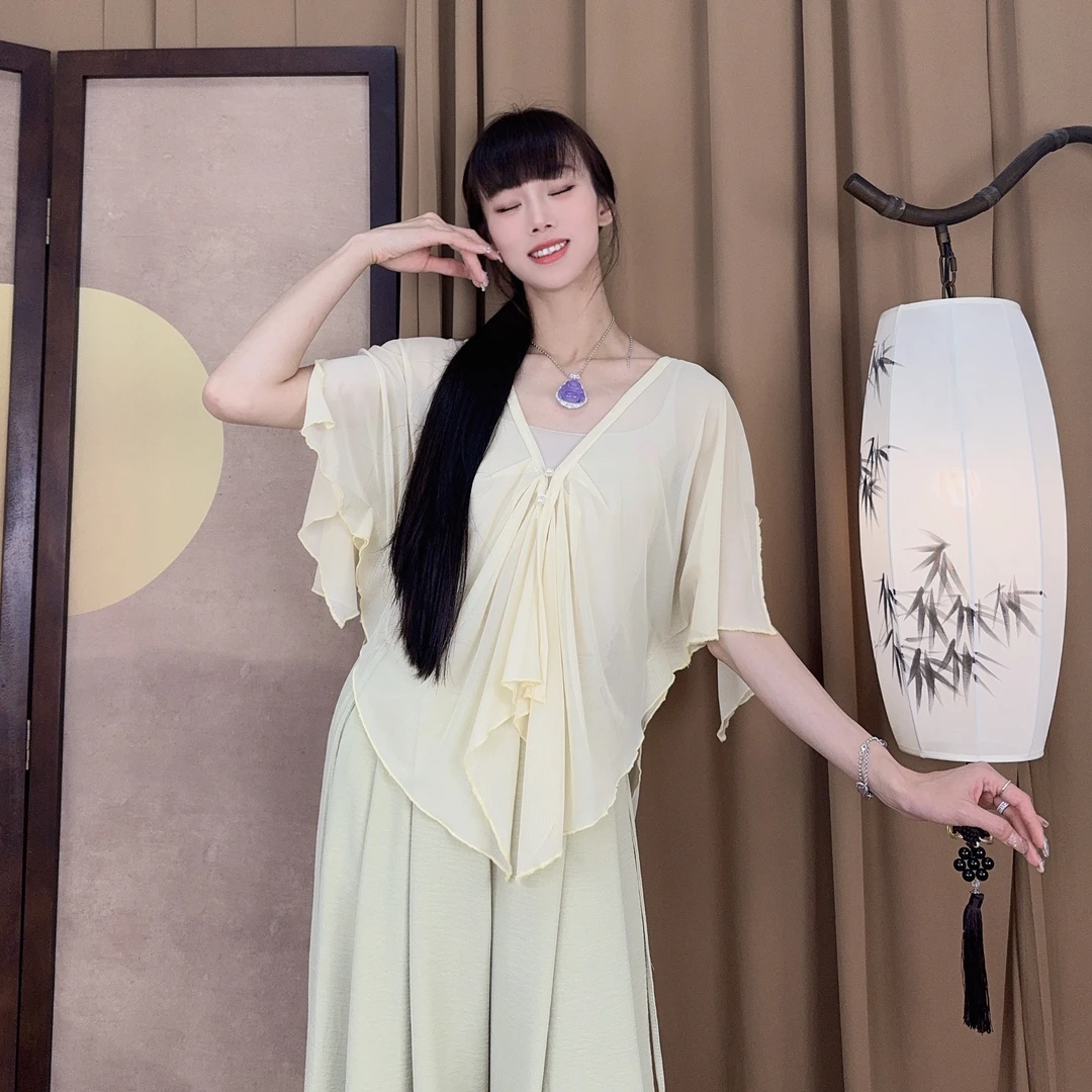 MuMu夏季蝴蝶古典舞练功服上衣现代舞服瑜伽服