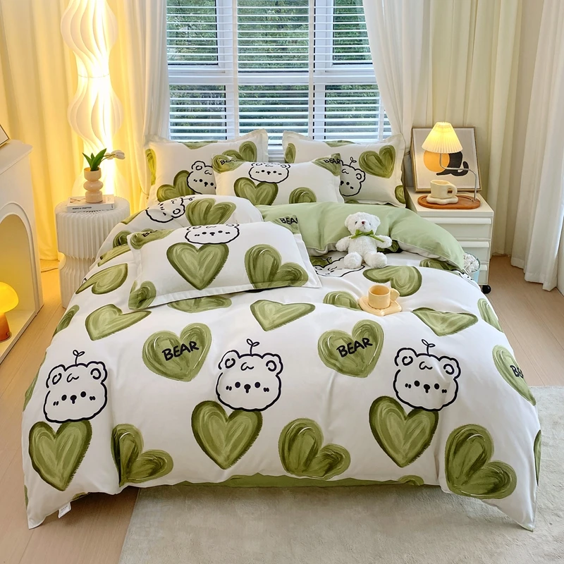 四季通用亲肤加厚磨毛四件套床单被套学生宿舍多件套保暖床上用品