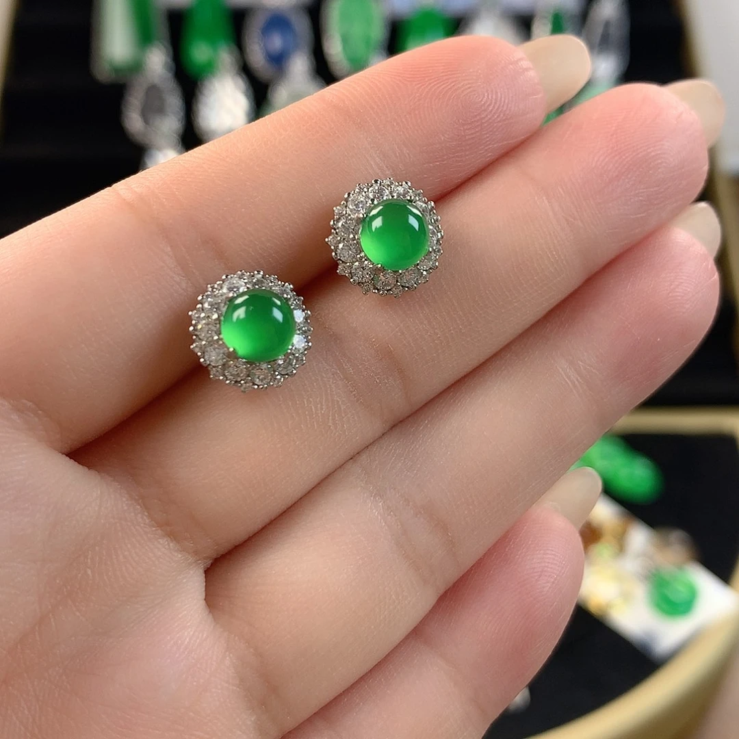 玛瑙/玉髓银S925镶嵌耳钉