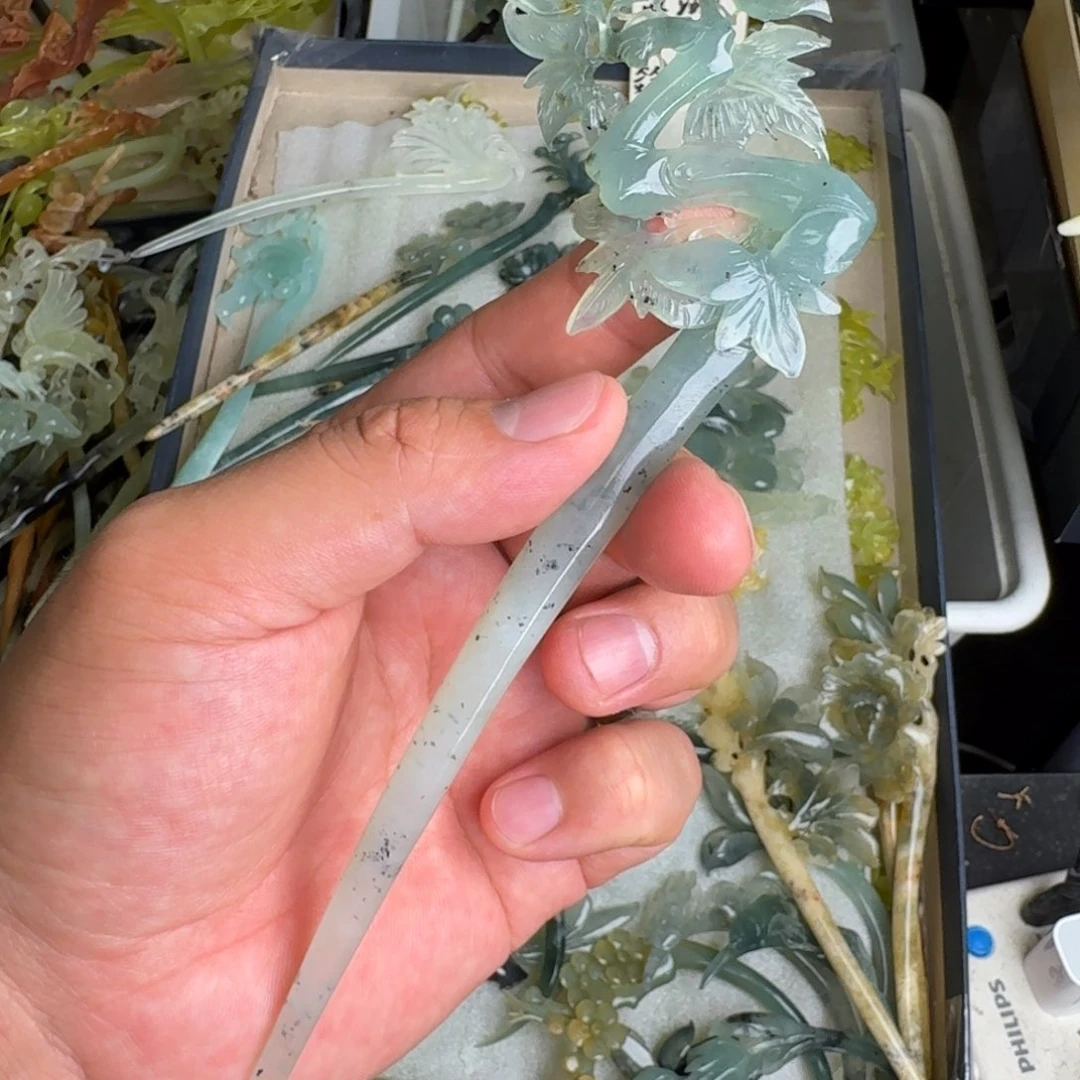 岫玉未镶嵌发饰明君玉簪就是好看
