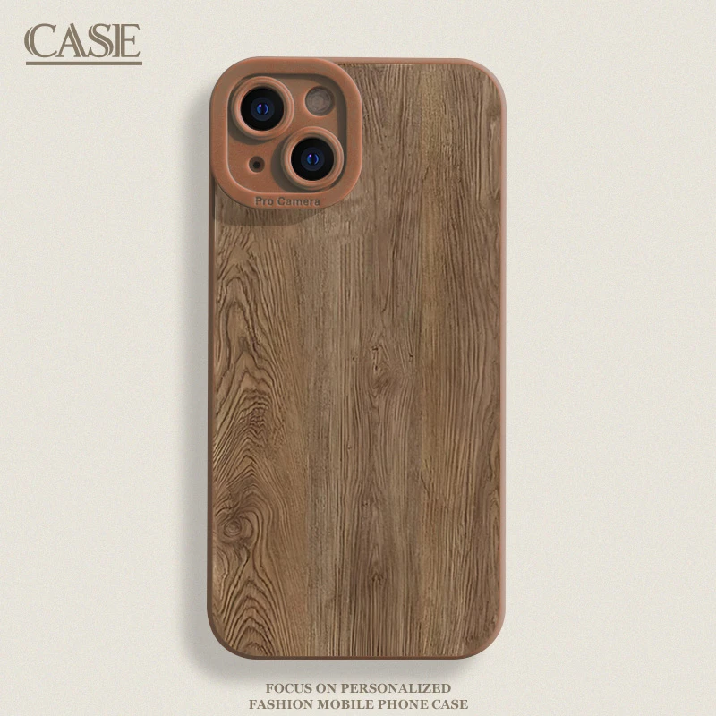 胡桃木纹适用iPhone16ProMax手机壳15苹果华为小米软oppo瞳影vivo