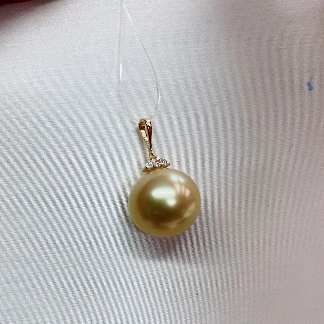 吊坠(不含链)18K金镶嵌海水珍珠10-11