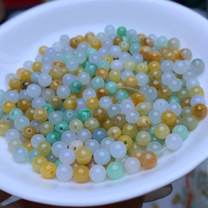 翡翠散珠卡5冰三彩40个单圈