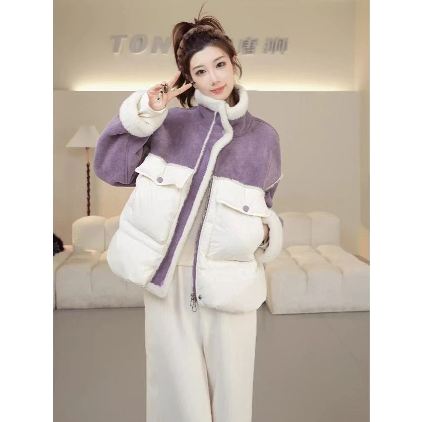 拼接皮毛一体时尚棉服