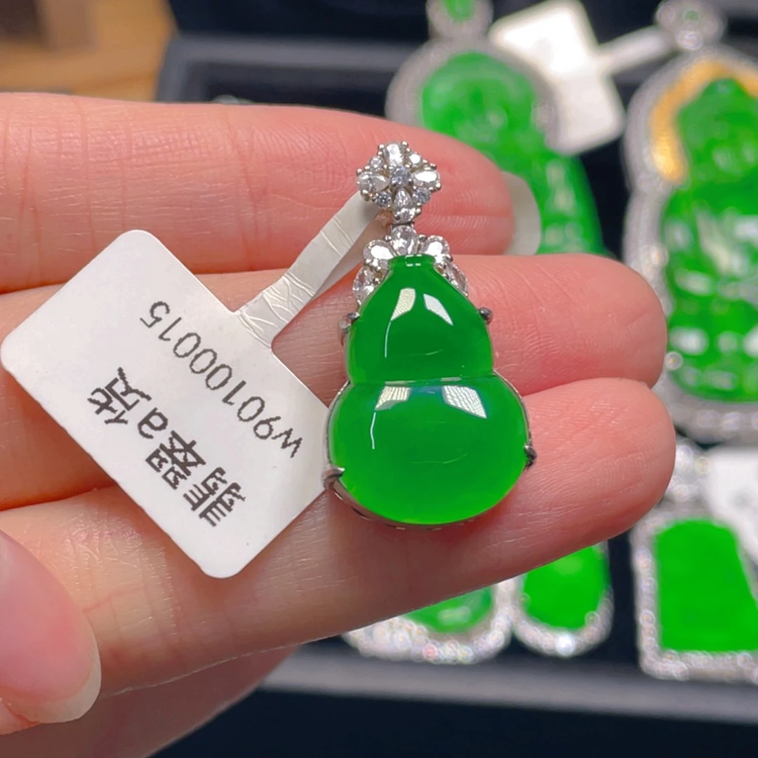 翡翠银S925镶嵌吊坠(不含链)