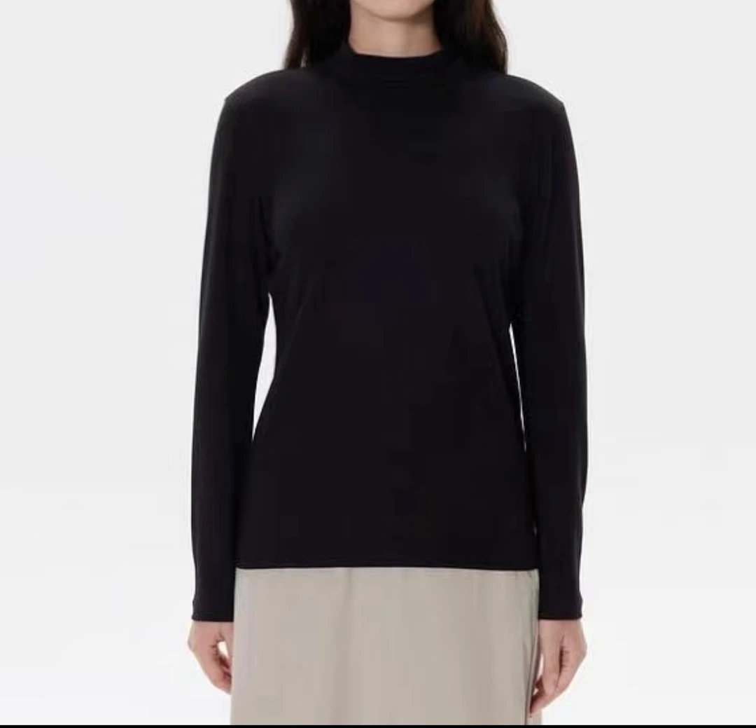 小树打底女士磨毛半高领打底衫