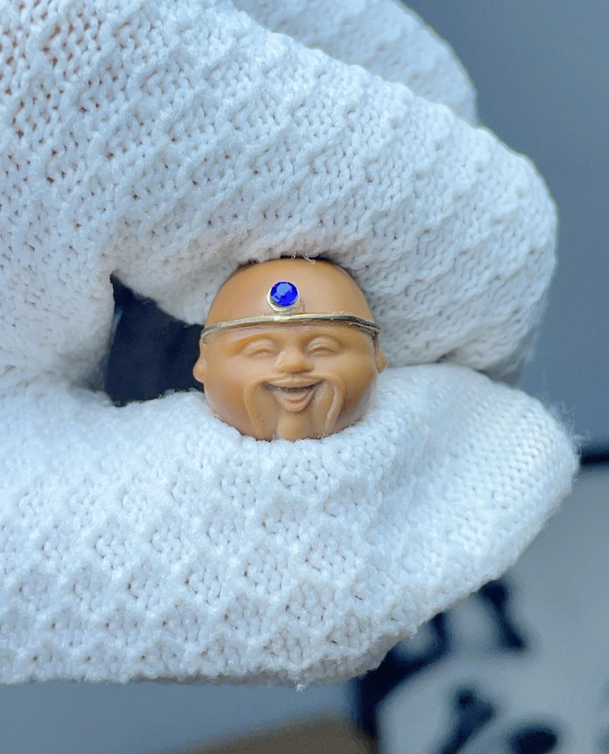 猴头核桃雕刻小地主单颗配饰镶嵌款