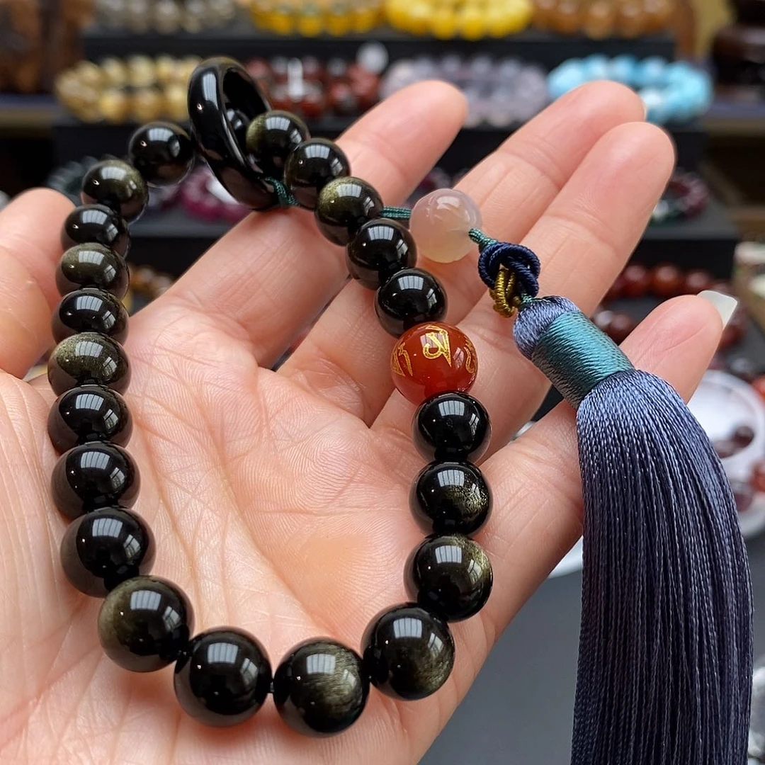 黑曜岩未镶嵌手链