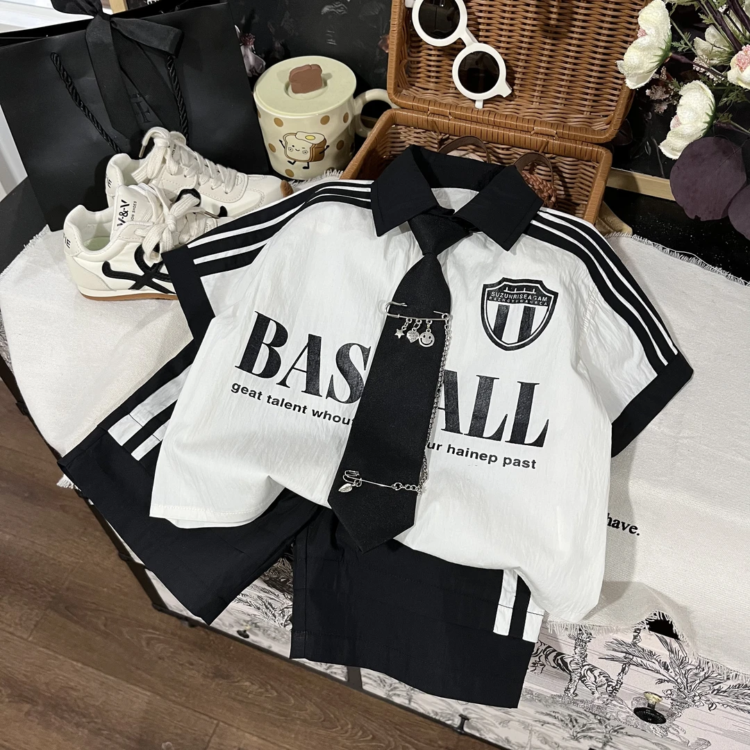 【星辰】儿童夏季新款时尚休闲百搭洋气韩版帅气夏款套装25L213