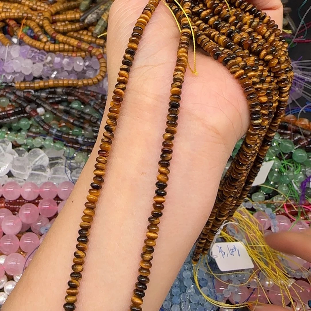 玛瑙/玉髓合金珠宝半成品虎眼石算盘4mm一条