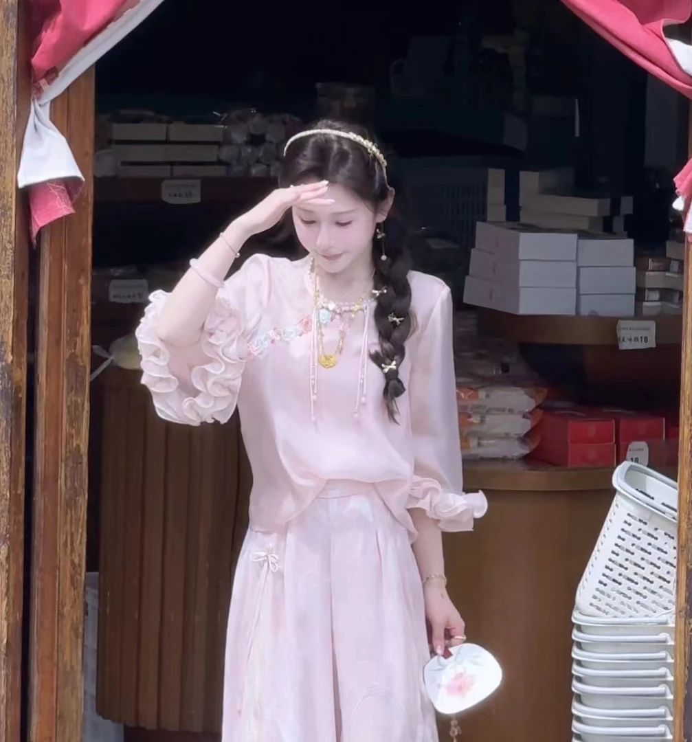 【婷婷】《花团锦簇》刺绣（送吊带）国风小衫 TTZ2SX223【Q】