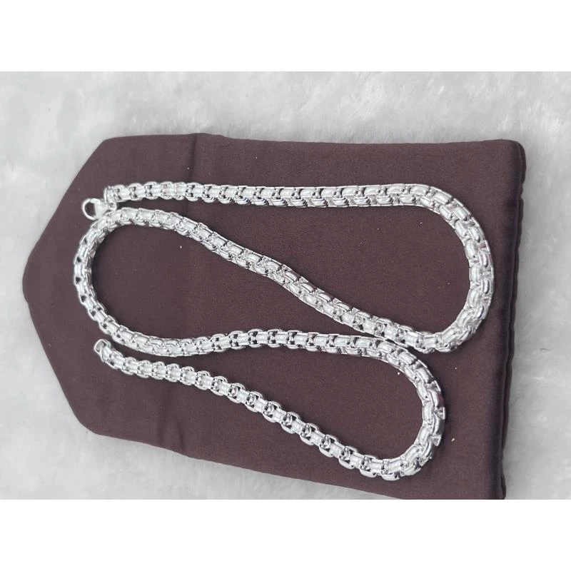 坠链均足银 DC010方形珍珠足银999男款霸气朋克项链