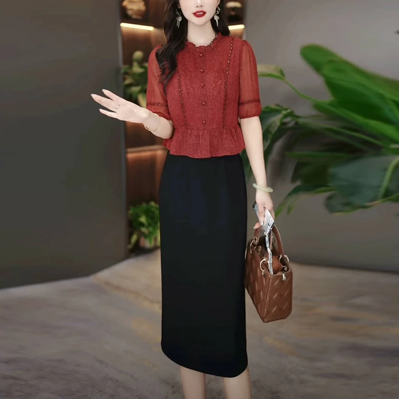 夏季洋气收腰显瘦假两件裙子女款爆款2025新款时尚高贵气质连衣裙