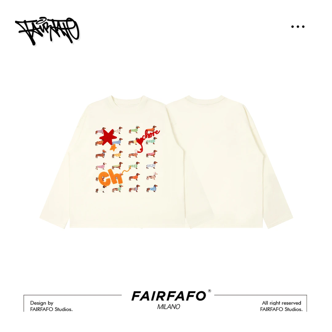 林肉肉【腊肠狗刺绣长袖T恤】CXAL4C097