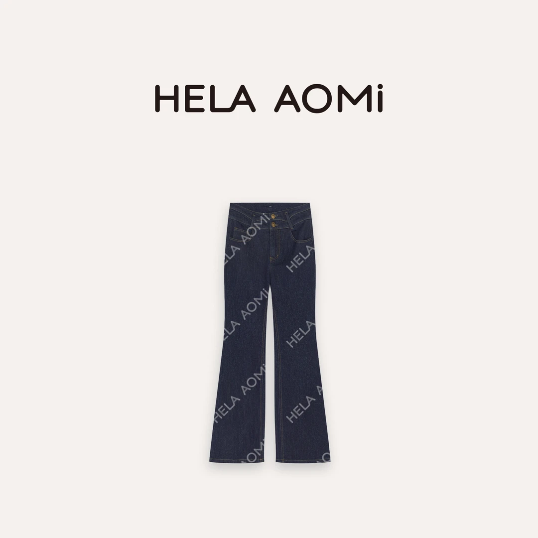 HELA AOMI “萤火虫”高腰窄版微喇修身显瘦设计感牛仔裤CY5CC62442
