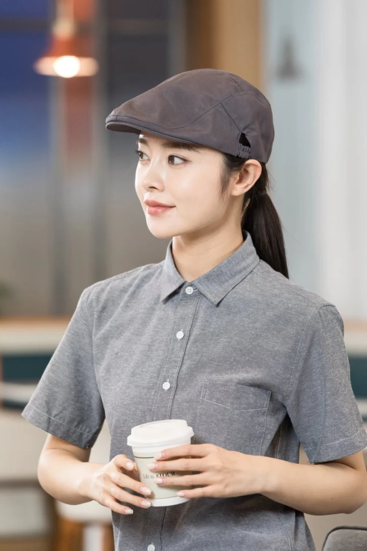 厨师帽子时尚透气防油烟男女同款服务员贝雷帽餐饮奶茶店工作帽