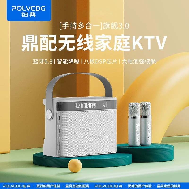 POLVCDG/铂典ys219家庭ktv音响歌词一体机无线蓝牙麦克风K歌便携