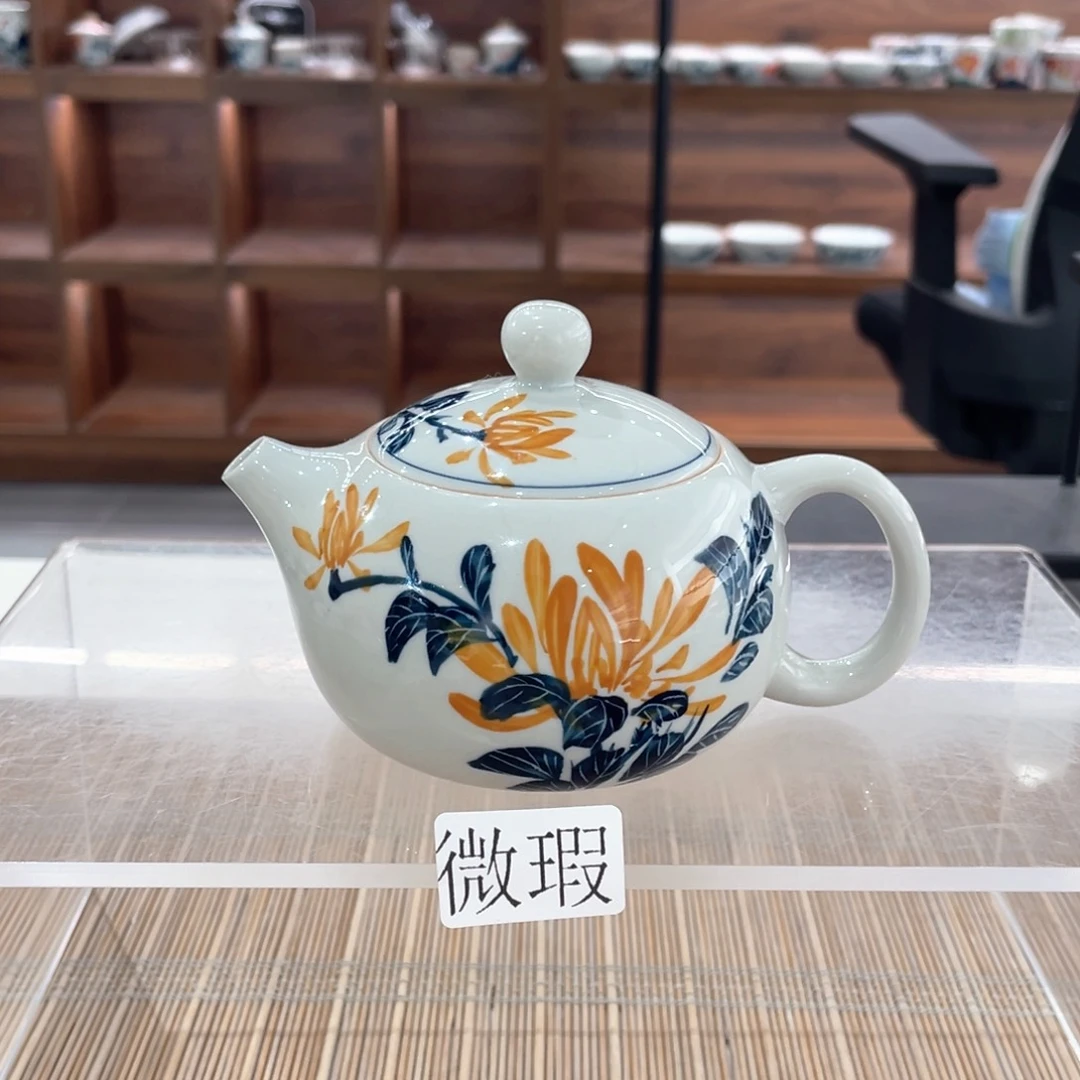 釉下手绘茶具微瑕