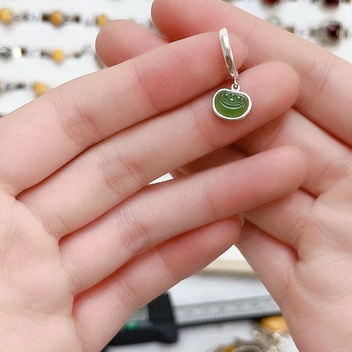 和田玉戒指银S925镶嵌天然