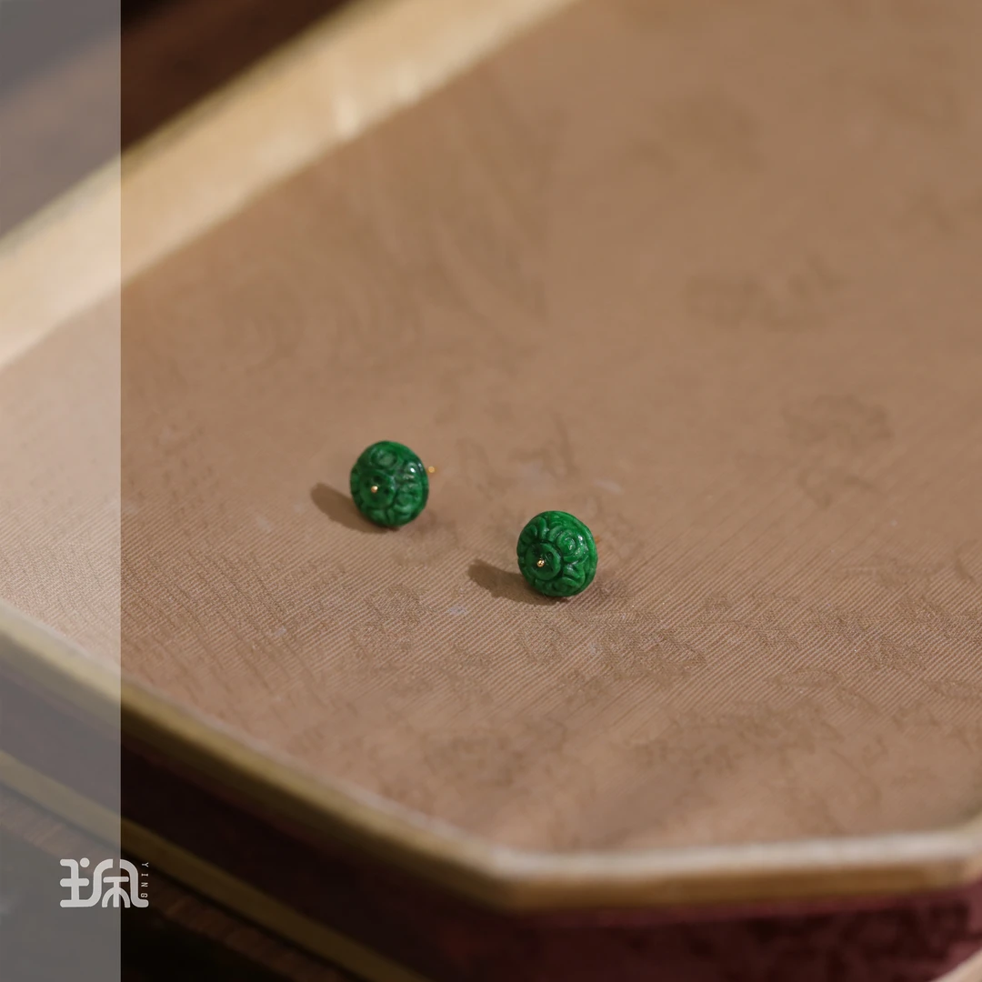花溪梦|翡翠*耳钉*18K金镶嵌LYA25012222多样性发其一（P）