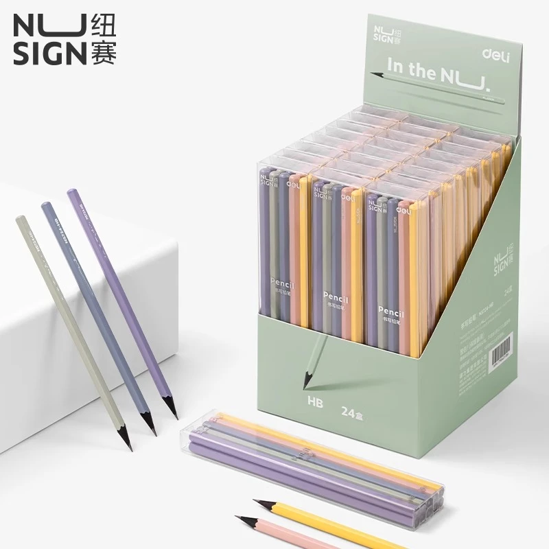 得力纽赛小绿杆铅笔小学生一二年级专用安全无毒hb2b学生考试