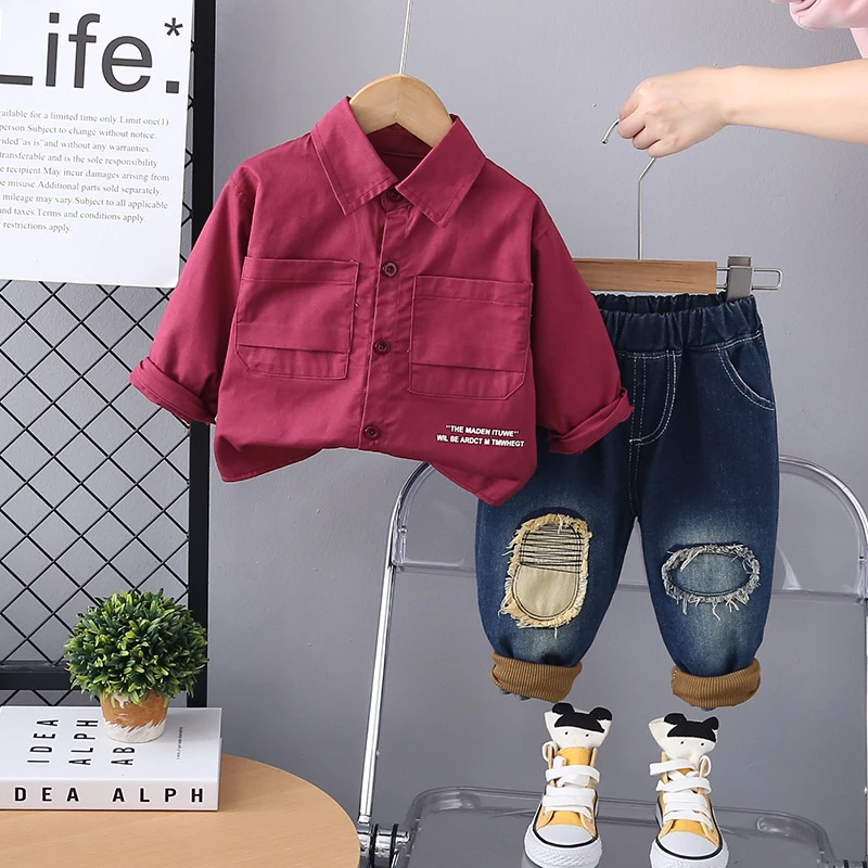 童装男童春装套装婴1-2-3-4岁半儿童春秋季洋气衬衫两件套宝宝长