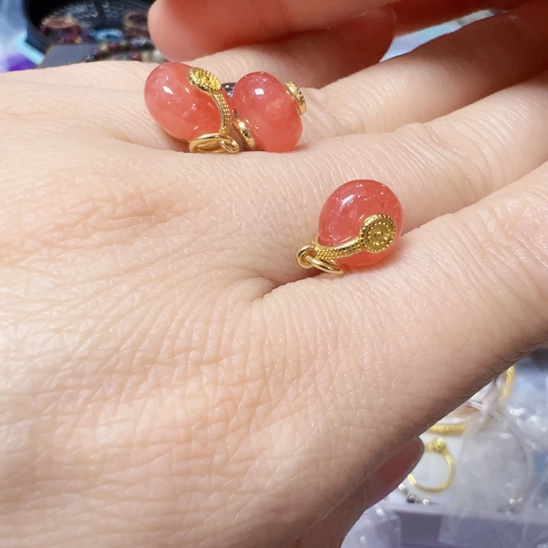 菱锰矿（红纹石）银S925镶嵌颈饰