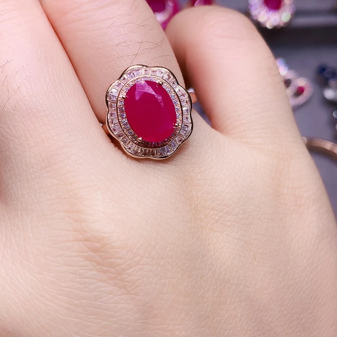 银S925镶嵌戒指碧玺