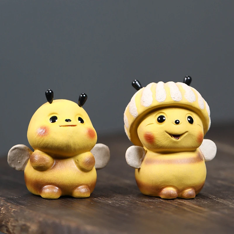 宜兴紫砂茶宠摆件小蜜蜂茶桌装饰手工创意茶玩可养茶具配件大黄蜂