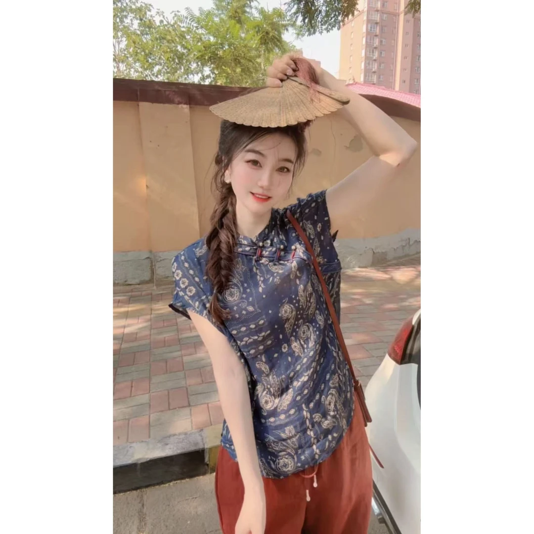 『蓝调印花S』GYXM设计显瘦百搭时尚衬衫30397