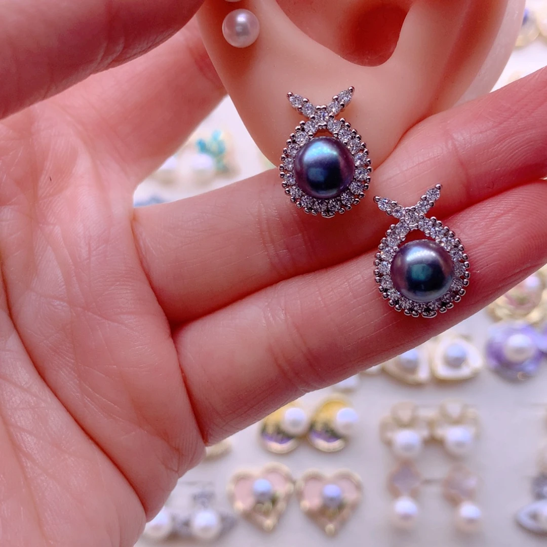 淡水珍珠耳饰合金