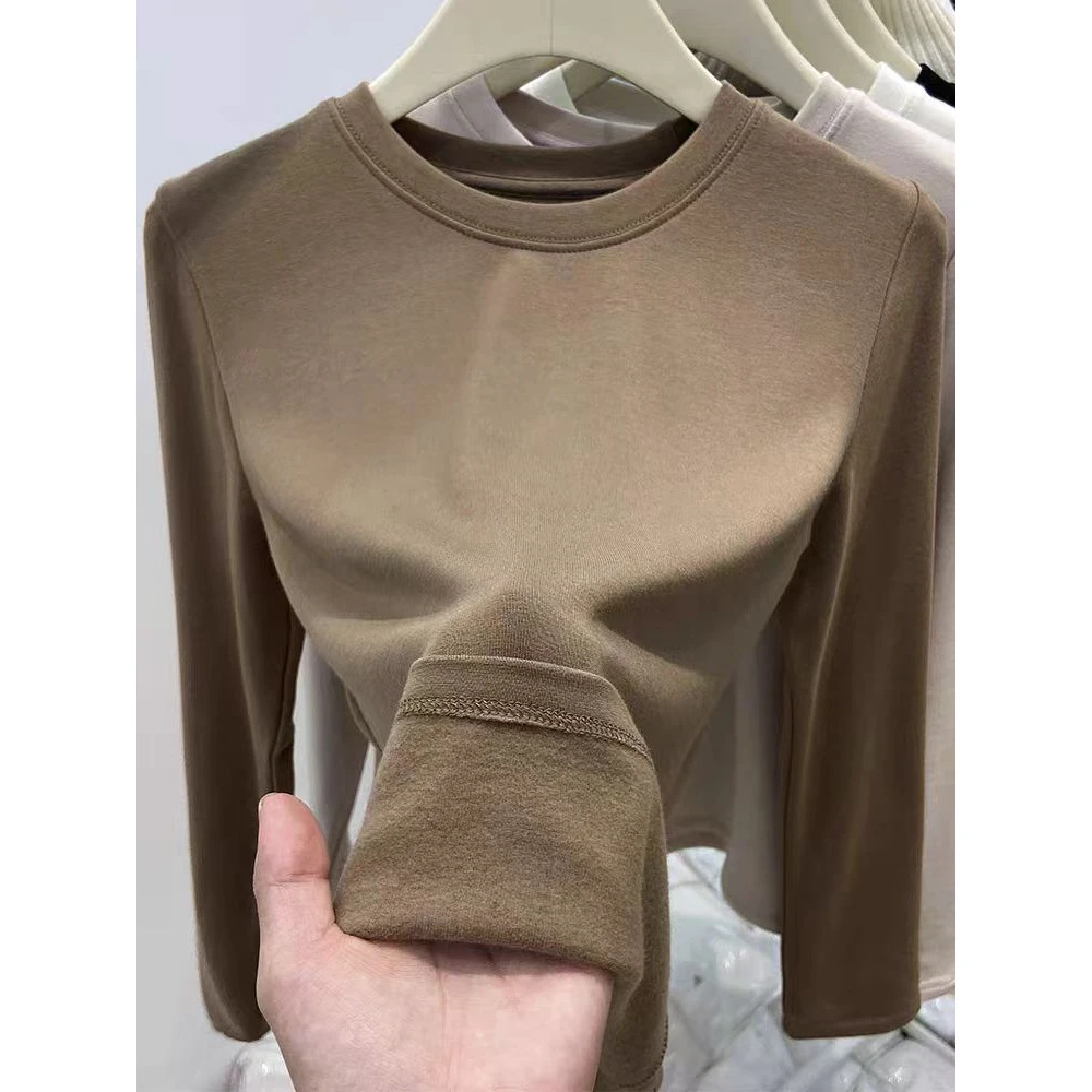 清仓·【纯色打底】秋冬款加绒保暖外贸品质基础打底上衣内搭24231