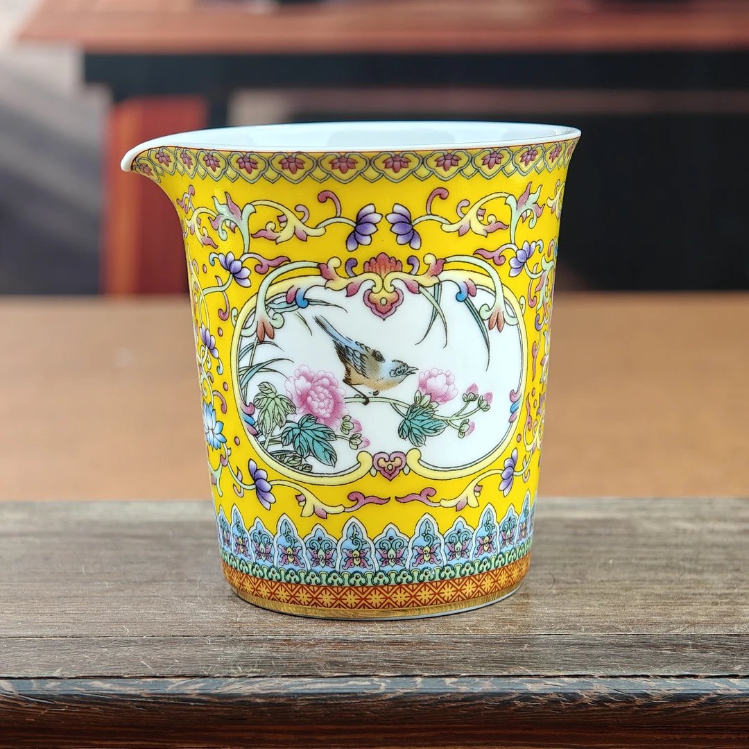 珐琅彩喜上枝头公道杯F54