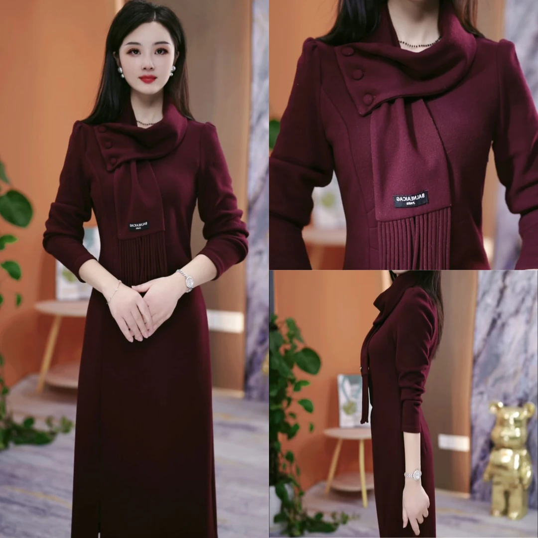 秋季新款连衣裙2025秋冬气质韩版显瘦百搭收腰连衣裙MY24F739款