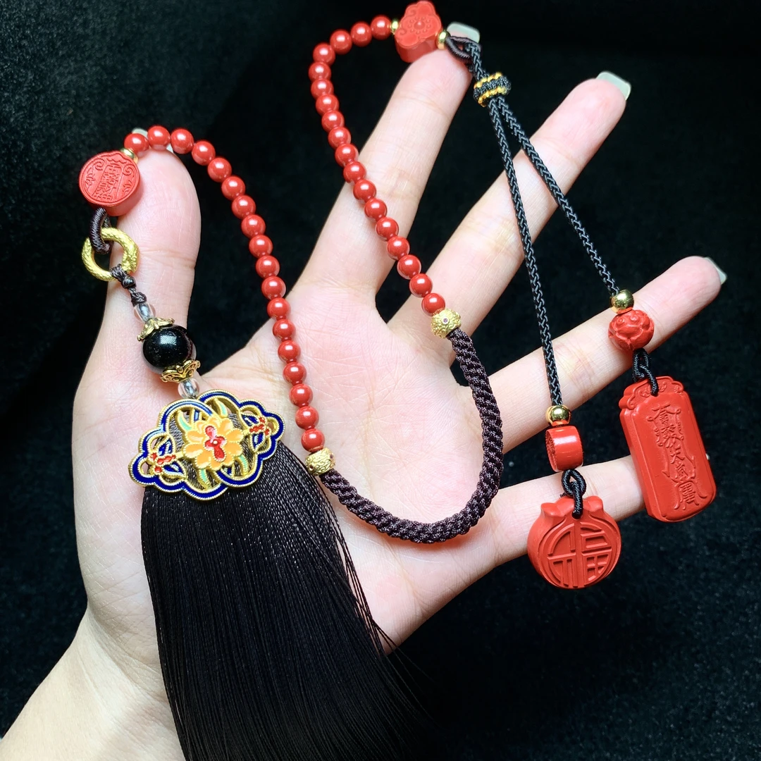 含辰砂工艺品【云上叙】 V01248-M-朱砂车挂-4mm（甄选）