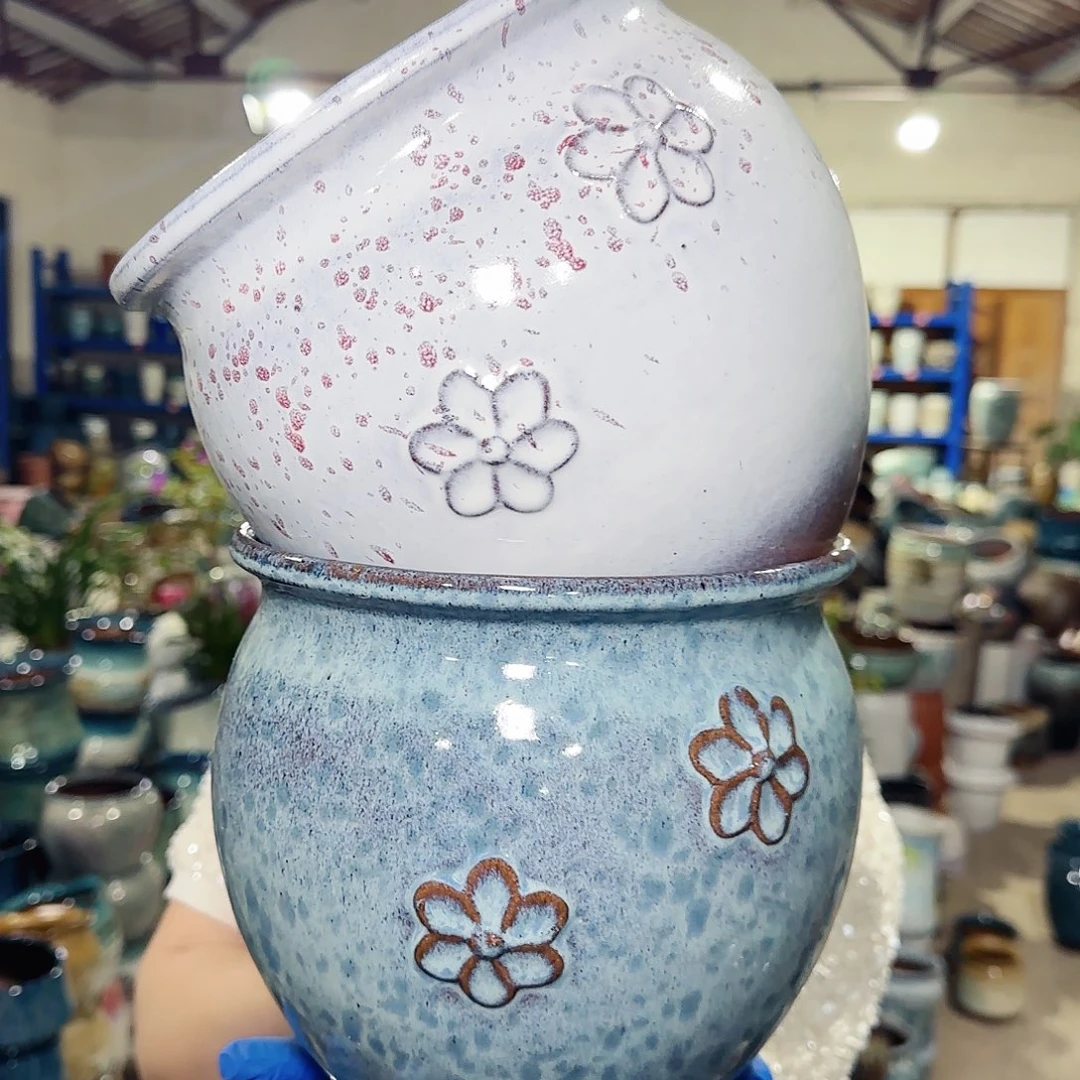 紫砂花盆高19口20