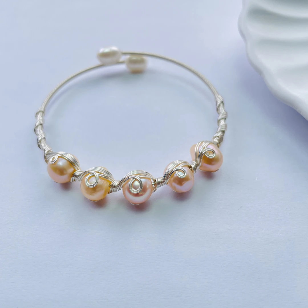 912 / 淡水珍珠爱迪生樱花粉珍珠手镯 温柔显白 活口可调节