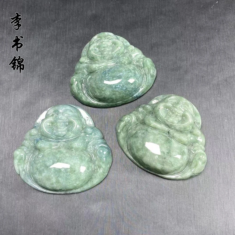 李书锦保真天然翡翠佛公 绿 A91049 单个 多样性发货