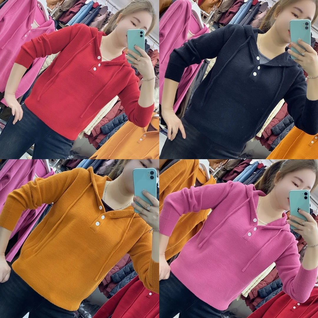 【十姐妹推荐】2025冬季新款女士百搭时尚显瘦连帽长袖毛衣