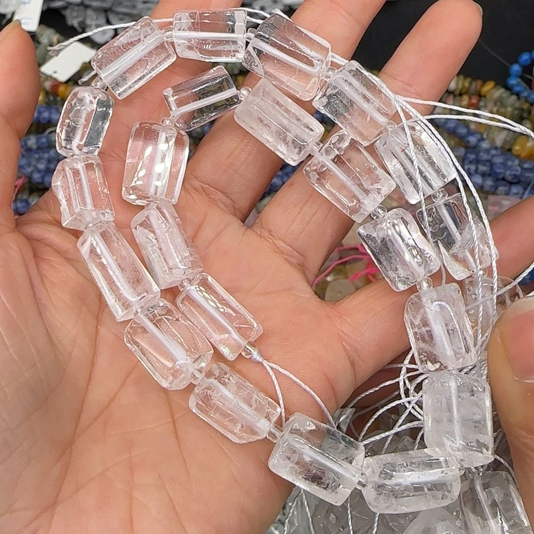 玛瑙/玉髓合金珠宝半成品白水晶桶珠9mm一条