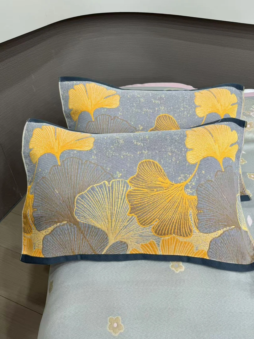 【银杏叶-黄】52*78cm一对装精梳棉成人枕巾加厚