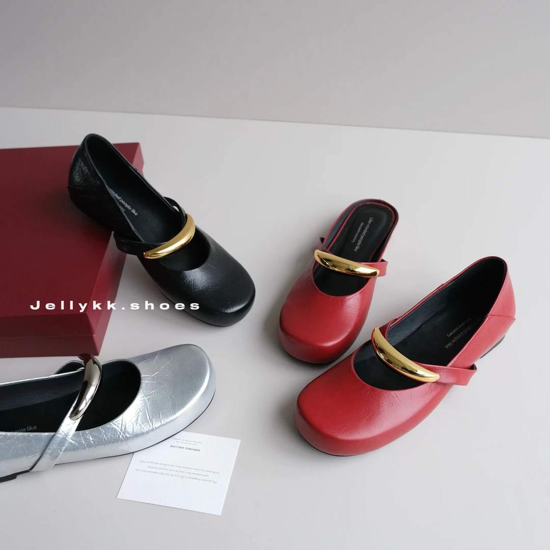 【Jellykk】3cm2025新品博主风金属扣法式时装设计师款百搭真皮单鞋